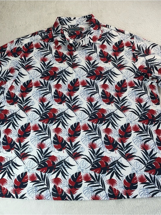 Roundtree & Yorke Performance Polo Shirt Mens Size 2XB Red White & Blue Tropical - Picture 4 of 10